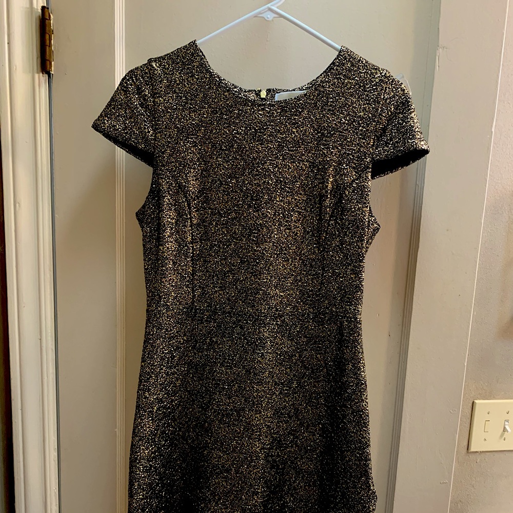Michael Kors form-fitting gold/black dress.